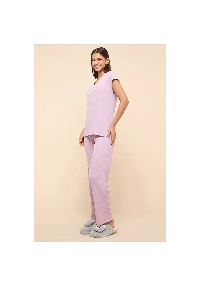 أر أند بي Ribbed Pyjama Pants With Drawstring Waist