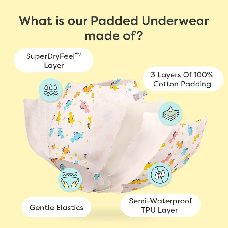 SuperBottoms Padded Underwear | Waterproof Pull up Underwear | Potty Training Pants for Babies | Pull up Unisex Trainers| Padded underwear for toddler | Size 1 (1-2 Years), Jungle Jam - Image 3