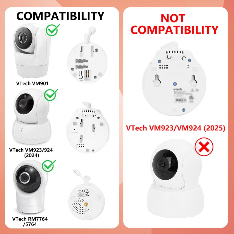wochel حامل قابل للتعديل لمراقبة الأطفال لجهاز VTech VM901/VM924/VM928/VM923/RM7764/RM5764/RM5754، حامل ثلاثي مرن للسرير، مع سيليكون غير قابل للانزلاق، تركيب بدون أدوات - Image 2