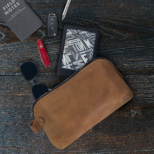Hide & Drink, Large Rustic All Purpose Dopp Kit Utility Bag for Cords & Chargers, Travel Bag, Multi-Purpose Bag, Full Grain Leather, Handmade, Single Malt Mahogany - Image 2