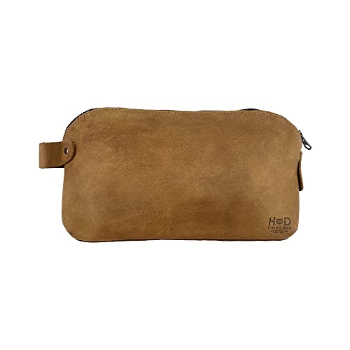 Hide & Drink, Large Rustic All Purpose Dopp Kit Utility Bag for Cords & Chargers, Travel Bag, Multi-Purpose Bag, Full Grain Leather, Handmade, Single Malt Mahogany - Image 1