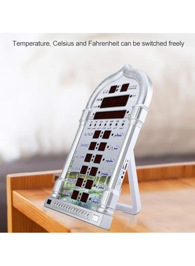 الحرمين ساعة أذان المسجد الإسلامي الرقمية للصلاة فضية 23.8 * 38.8 سم - Image 5