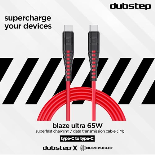 Dubstep Blaze Ultra 65W Type-C to Type-C Cable 1 m Fast Charge Cable (Compatible with Mobile, Tablet, Laptop, Red, One Cable) - Image 2