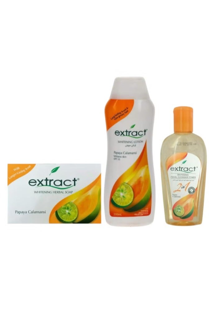 Extract Papaya Calamansi Whitening Lotions 200ml & Soap 135gm & Toner 135ml