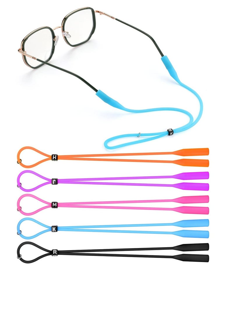 KASTWAVE Silicone Glasses Strap Original Holder Adjustable Eye String Sports Band Sun Cord Lanyard for Women Kids Men Pack of 5 - Image 1