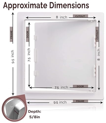Morvat Access Panel 8x8 Inch for Drywall & Ceiling with Door, Heavy-Duty Durable ABS Plastic & Easy Install Access Box, Wall Hole Cover Plate for Plumbing & Electrical Cables & Wiring, White - Image 2