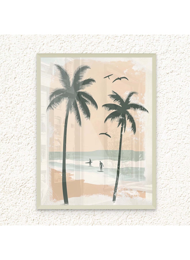 Art Decor - Art Decor Framed Fine Art of Beach with Palm Trees Portrait Tropical Aesthetic Coastal Print Wall Décor for Living Room Bedroom Home Office Hotel Gifting - Image 1