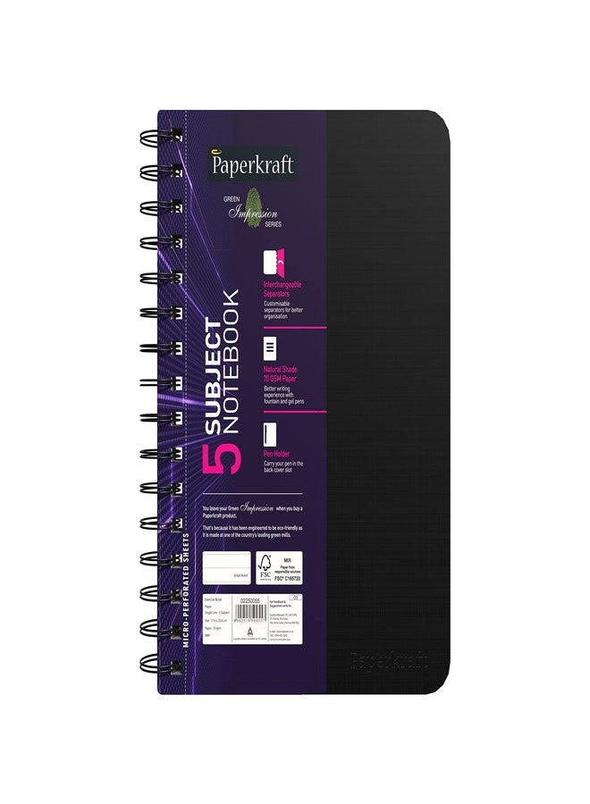 دفتر ملاحظات Paperkraft Green Impression ذو 5 أقسام، مُجلّد بسلك حلزوني - سطر واحد، 300 صفحة، 176 مم × 250 مم - Image 1