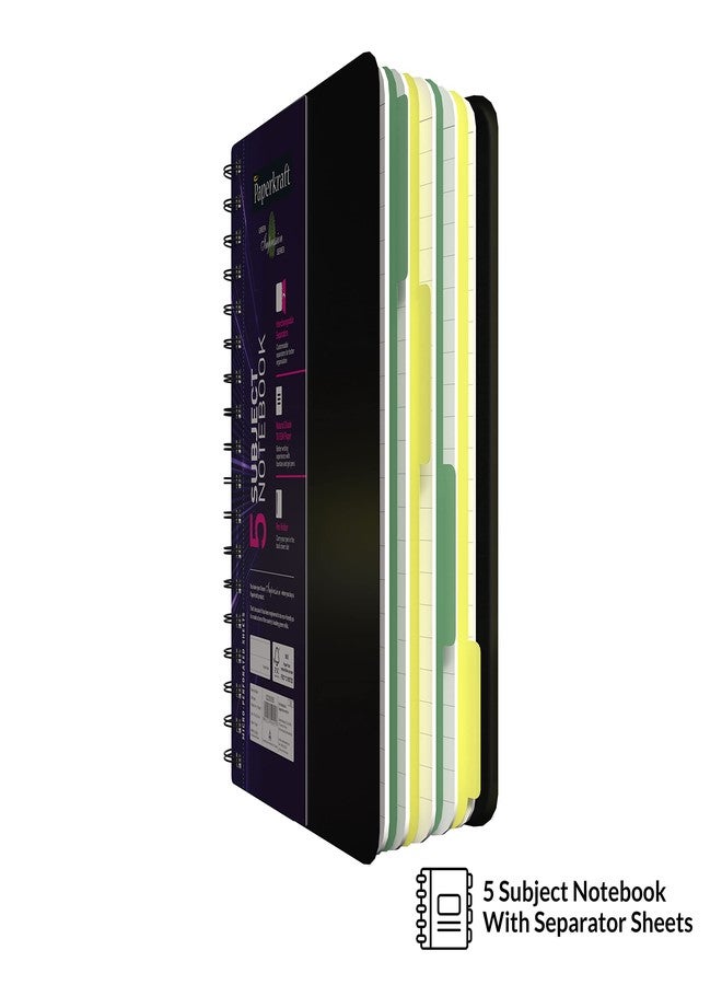 دفتر ملاحظات Paperkraft Green Impression ذو 5 أقسام، مُجلّد بسلك حلزوني - سطر واحد، 300 صفحة، 176 مم × 250 مم - Image 2