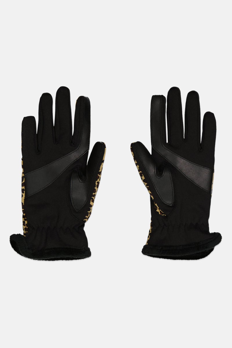 Isotoner Women Water Repellent Leopard Gloves, Beige Combo - Image 2