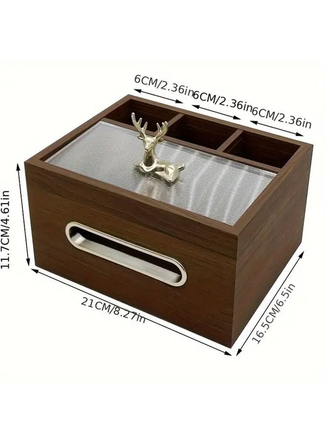 صندوق المناديل الخشبي بحبة الجوز الأسود متعدد الوظائف لتخزين جهاز التحكم عن بعد - Image 4
