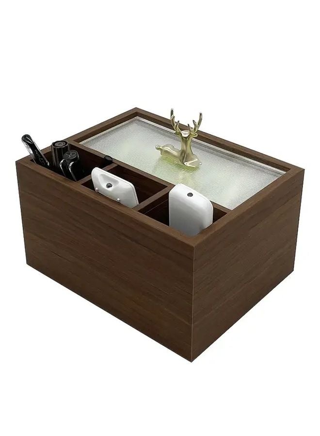 صندوق المناديل الخشبي بحبة الجوز الأسود متعدد الوظائف لتخزين جهاز التحكم عن بعد - Image 3