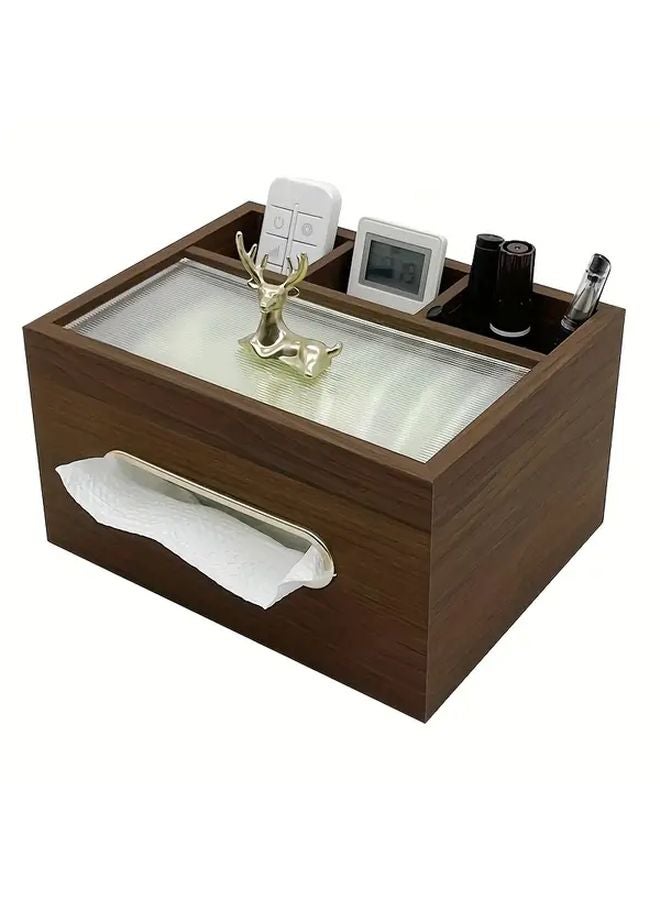 صندوق المناديل الخشبي بحبة الجوز الأسود متعدد الوظائف لتخزين جهاز التحكم عن بعد - Image 2