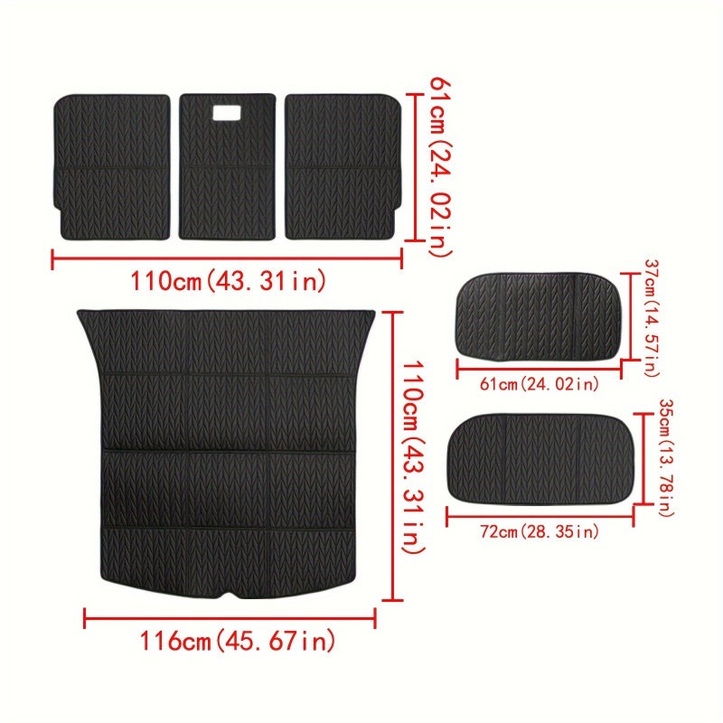 6pcs Black Faux Leather Trunk Mats For Tesla Model Y 2020 2021 2022 2023 Anti Scratch Wear And Dust Protection Including Front And Rear Cargo Liners - Image 2
