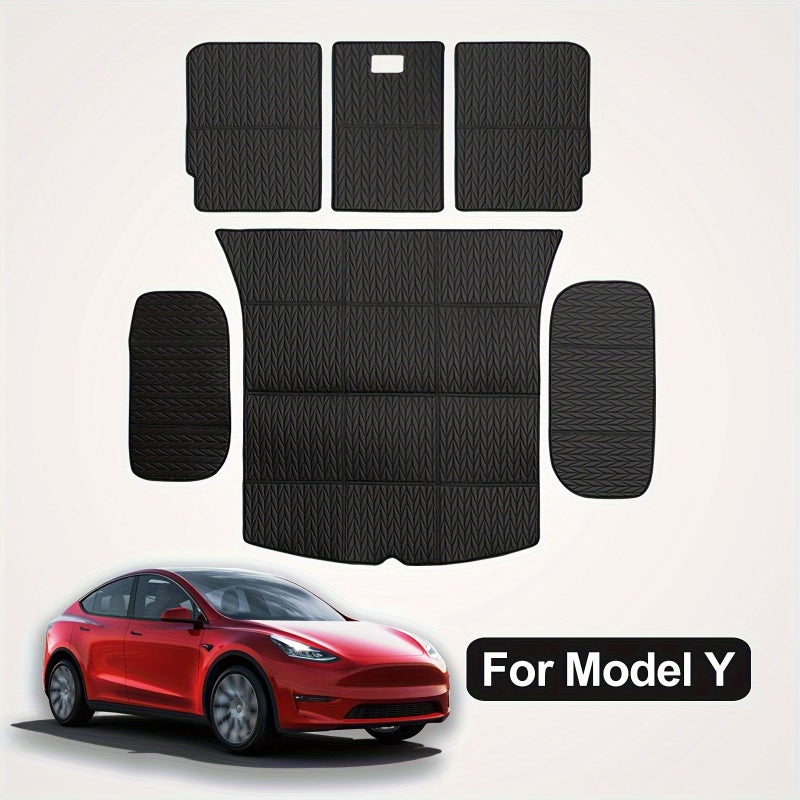 6pcs Black Faux Leather Trunk Mats For Tesla Model Y 2020 2021 2022 2023 Anti Scratch Wear And Dust Protection Including Front And Rear Cargo Liners - Image 3