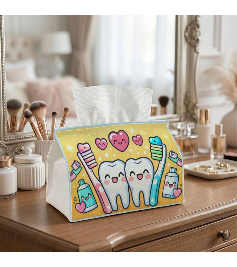 Happy Teeth Tissue Box Decorative Storage 23cm x 12.5cm x 17cm - Image 1