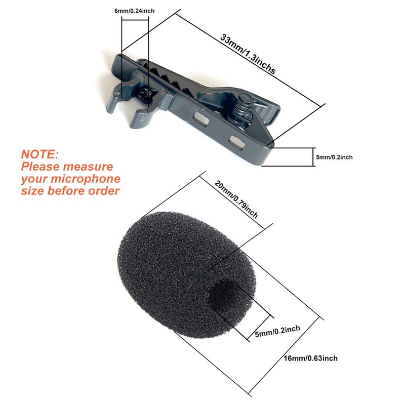 Luwigs 3pcs Lavalier Microphone Metal Tie Clips with 3pcs Lapel Mic Windscreen Foam Covers, Lapel Microphone Replacement Kit, Metal Lapel Mic Clips Sponge Cover Kit (6 Pack, 6mm) - Image 5