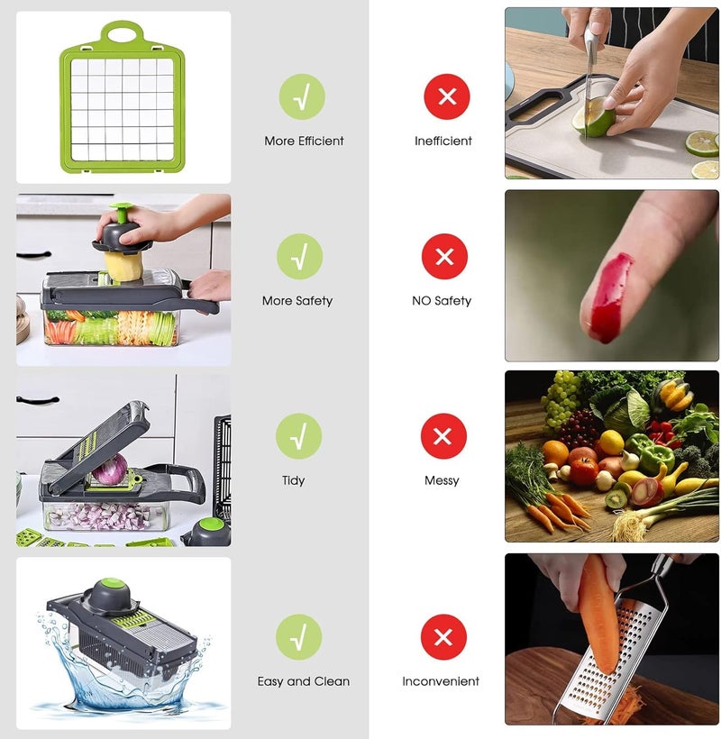 16-in-1 Vegetable Chopper with Spice Cutter, 7 Blades for Chopping Vegetables, Onions, and Fruits - Image 4