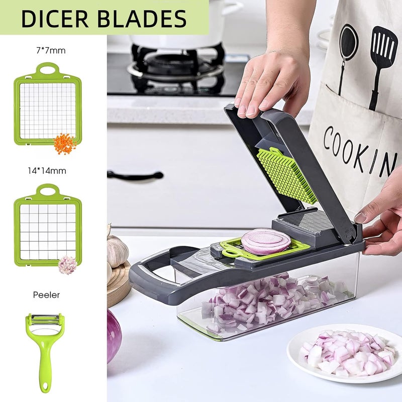 16-in-1 Vegetable Chopper with Spice Cutter, 7 Blades for Chopping Vegetables, Onions, and Fruits - Image 1