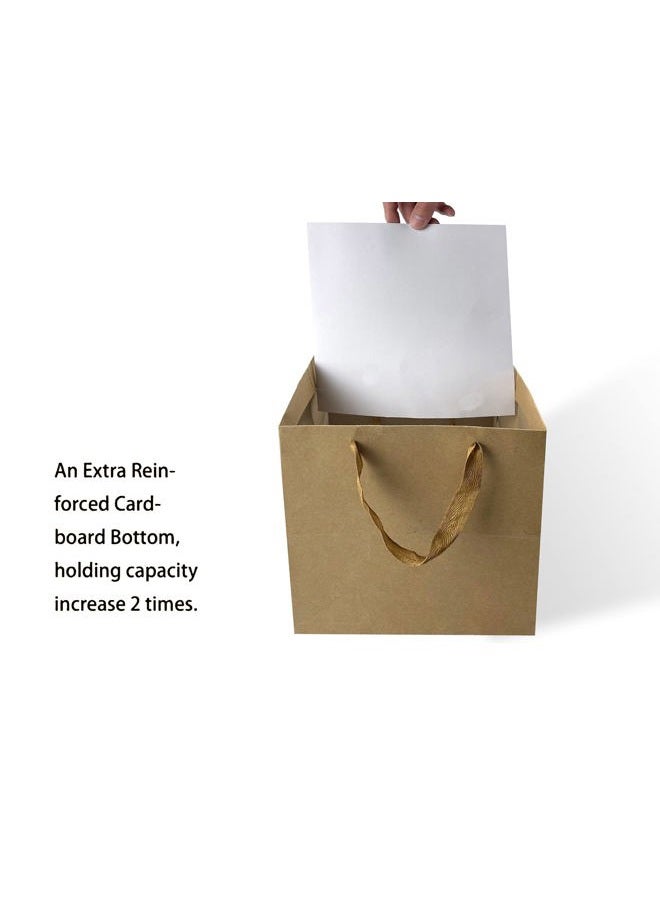 HUAPRINT Brown Paper Bags with Handles,Gift Bags Bulk 12 Pack,10x10x10inch Large Square Size,Paper Shopping Bags, Kraft, Party, Favor, Birthday,Goody, Take-Out, Merchandise, Retail Bags - Image 2