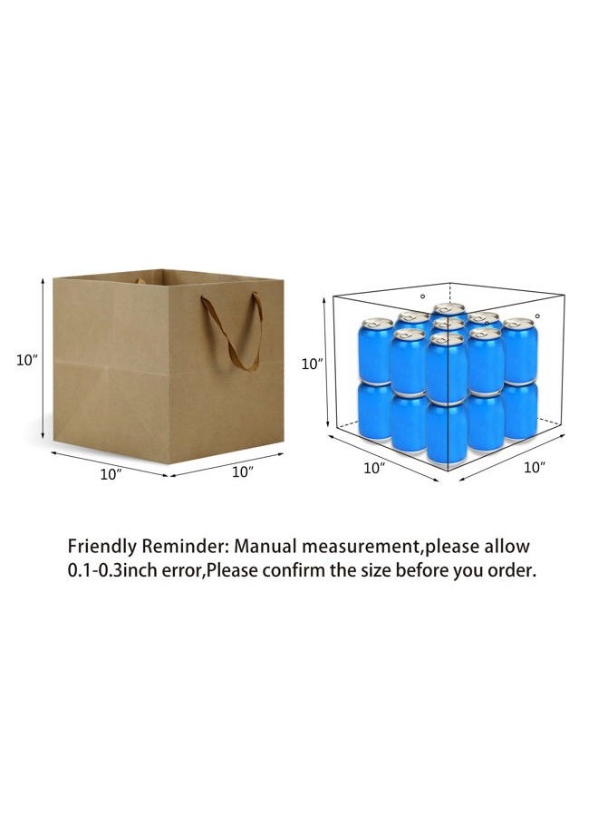 HUAPRINT Brown Paper Bags with Handles,Gift Bags Bulk 12 Pack,10x10x10inch Large Square Size,Paper Shopping Bags, Kraft, Party, Favor, Birthday,Goody, Take-Out, Merchandise, Retail Bags - Image 1