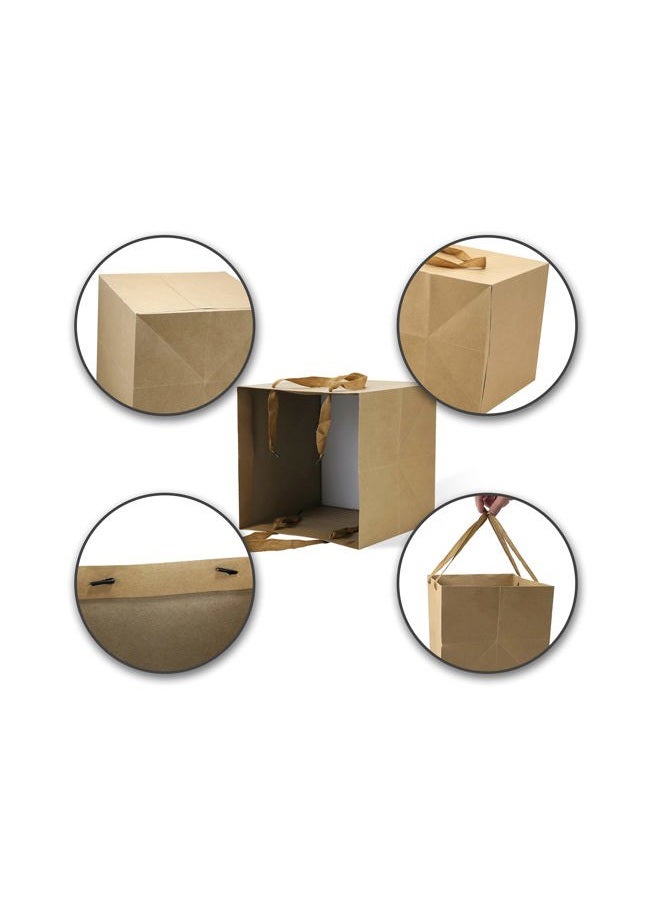 HUAPRINT Brown Paper Bags with Handles,Gift Bags Bulk 12 Pack,10x10x10inch Large Square Size,Paper Shopping Bags, Kraft, Party, Favor, Birthday,Goody, Take-Out, Merchandise, Retail Bags - Image 3