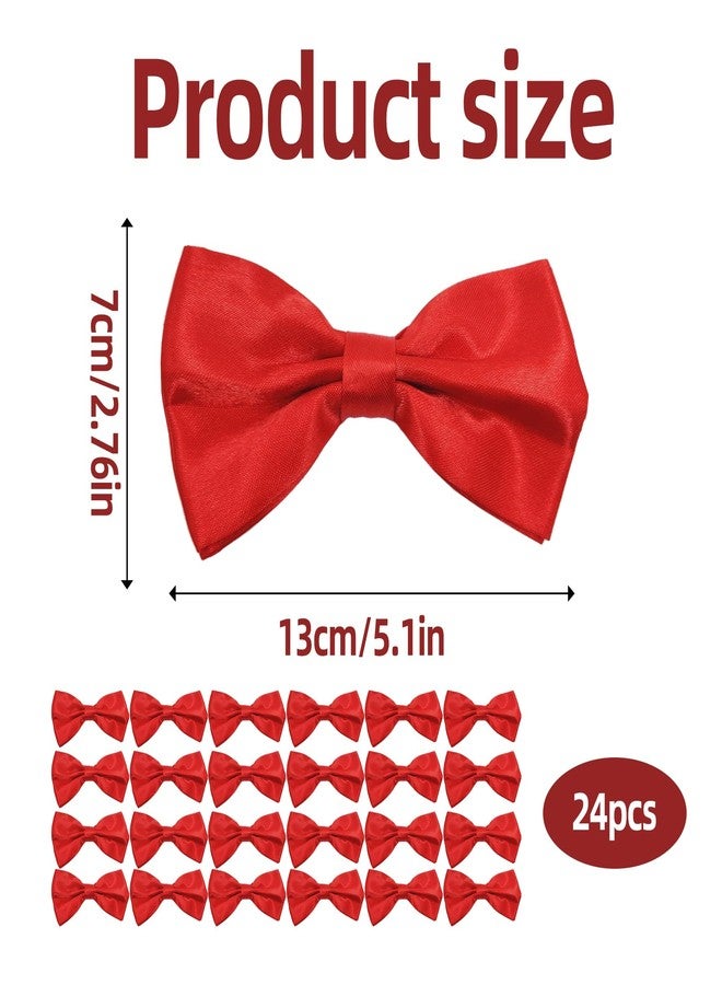 MOSIOBERDAVIAN 24 Pcs Red Bow Ties for Men,Formal Satin Red Bow Tie Solid with Men's Bow Ties,Adjustable Neck Band bow Ties for Men (Red) - Image 2