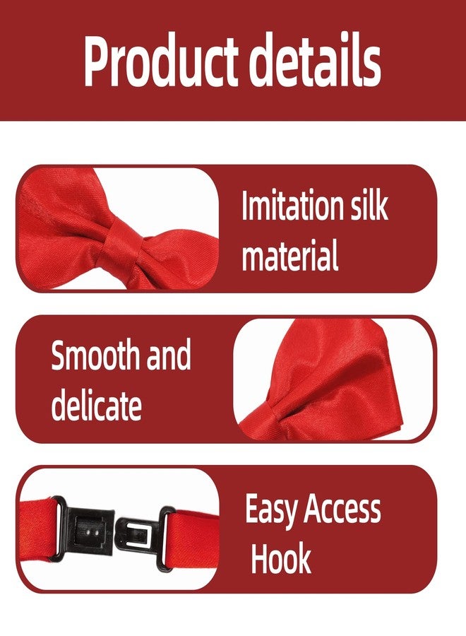 MOSIOBERDAVIAN 24 Pcs Red Bow Ties for Men,Formal Satin Red Bow Tie Solid with Men's Bow Ties,Adjustable Neck Band bow Ties for Men (Red) - Image 3