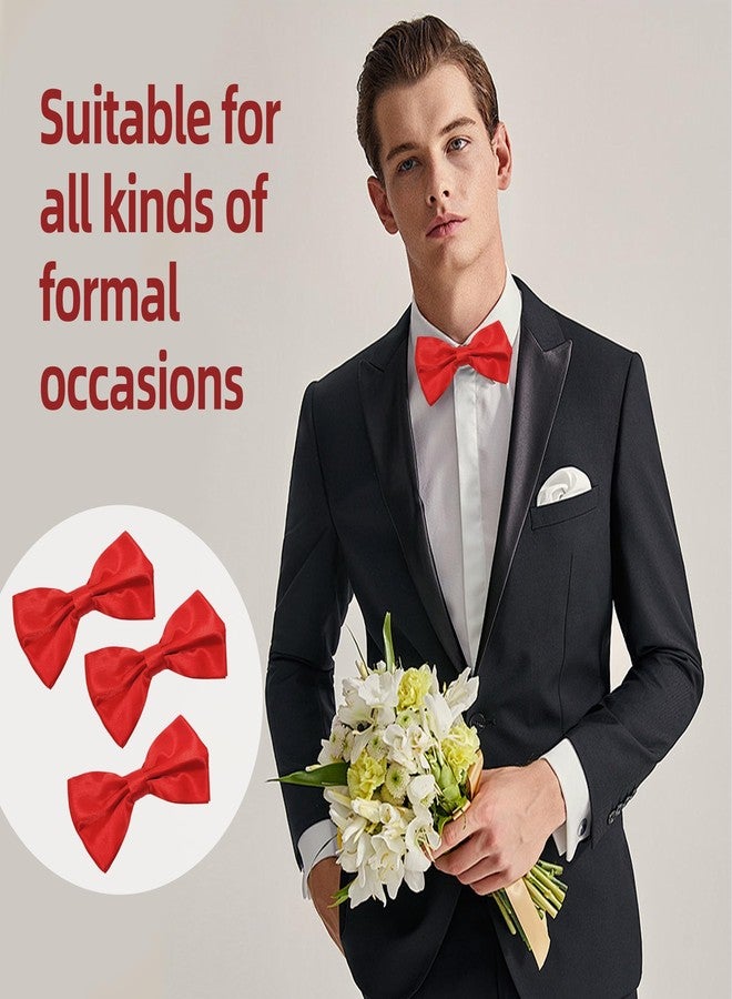 MOSIOBERDAVIAN 24 Pcs Red Bow Ties for Men,Formal Satin Red Bow Tie Solid with Men's Bow Ties,Adjustable Neck Band bow Ties for Men (Red) - Image 4