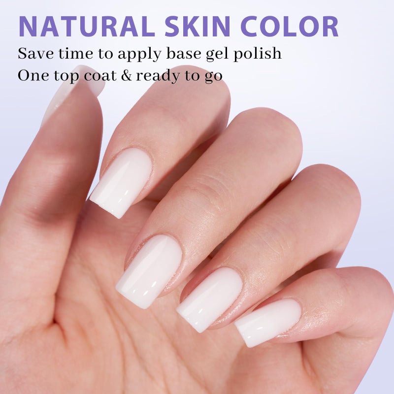 BTArtboxnails Square Gel Nail Tips Short - Pre Colored Milky White Soft Gel Nail Tips, Milky White Press on Nails, Natural XCOATTIPS - Image 2