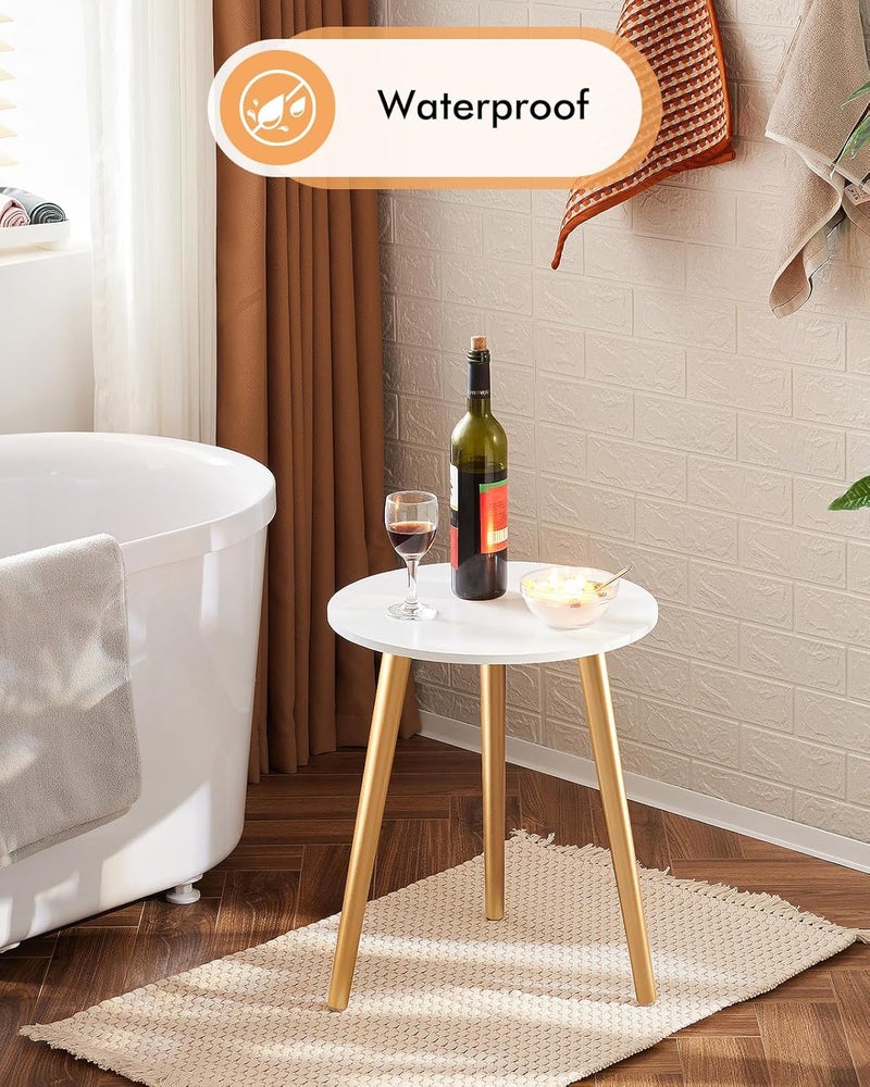 Apicizon Round Side Table, Gold Nightstand End Table for Living Room, Bedroom Home Decor Bedside Table with Gold Wood Legs 16.5 Inches - Image 5