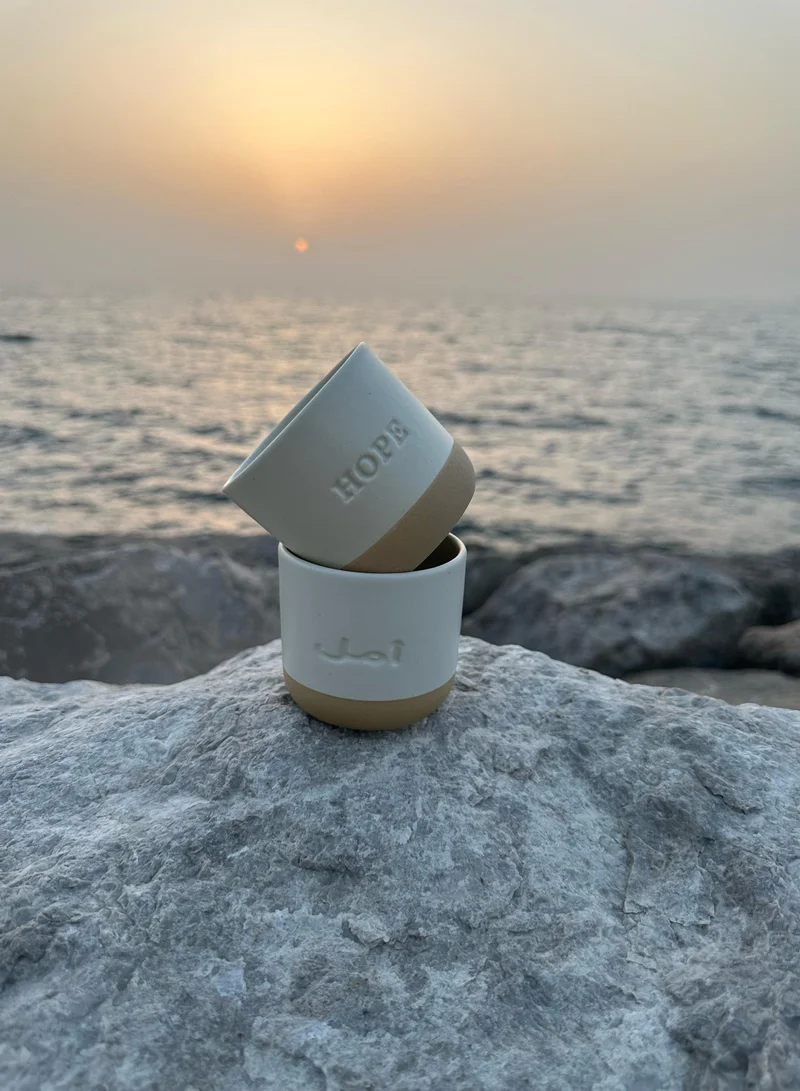 Tohfa Luxe TohfaLuxe Hope Engraved Single Ceramic Cup - Cream