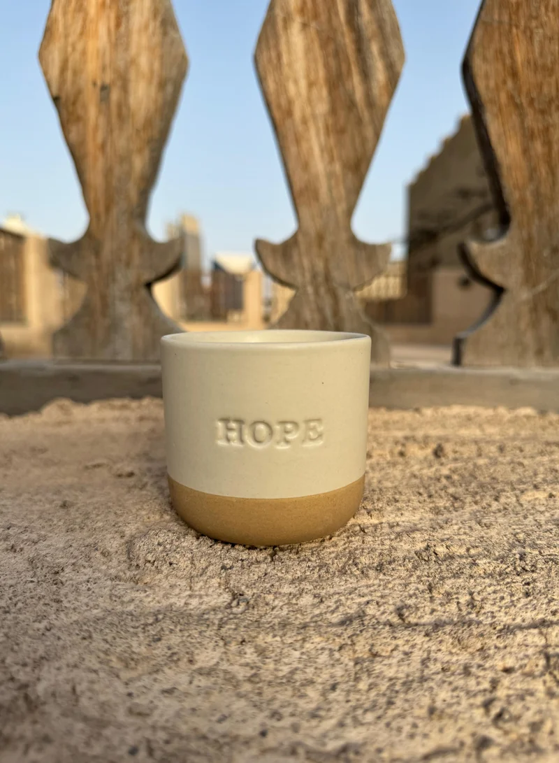 تحفة لوكس كوب سيراميك واحد محفور TohfaLuxe Hope - كريمي
