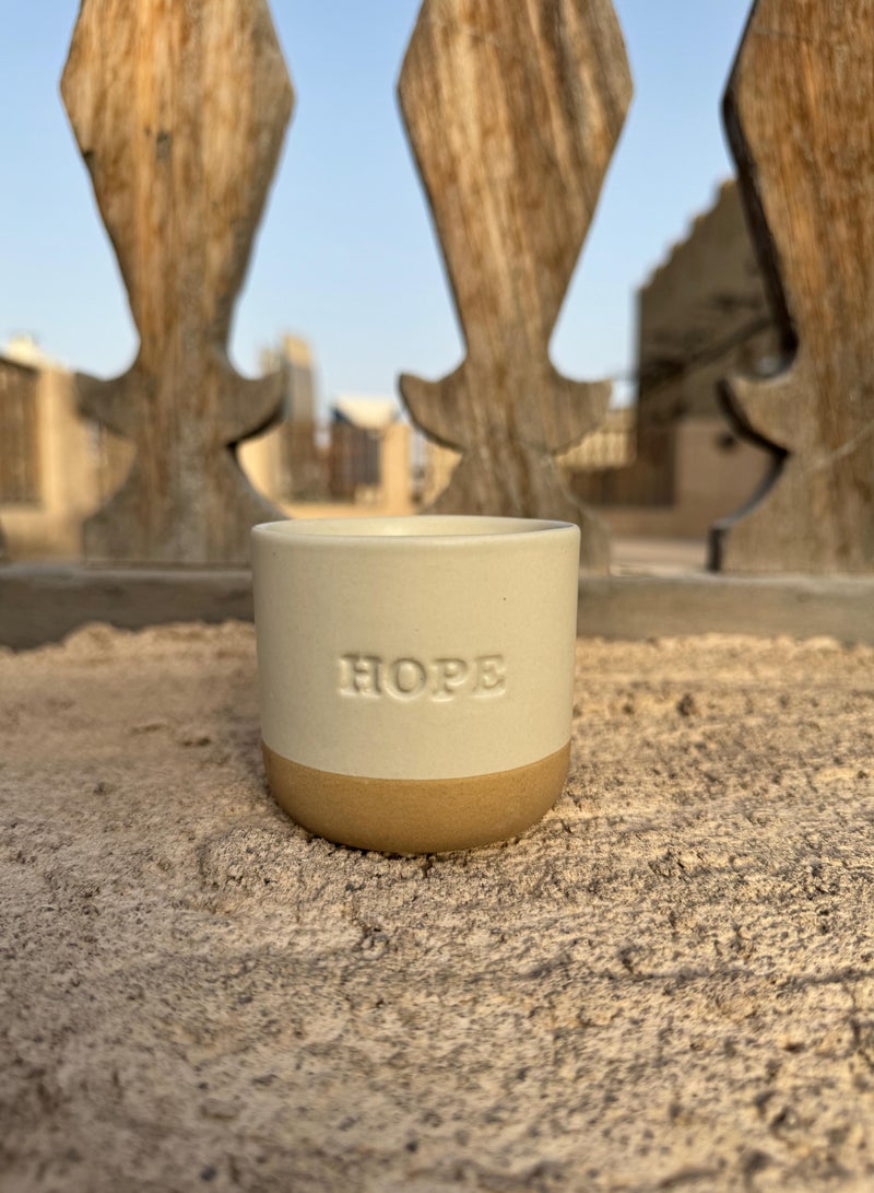 Tohfa Luxe Hope Engraved Ceramic Cup – Handmade, 175ml, Cream, English & Arabic Inscription, Single Piece, Artisan Craftsmanship, Gift-Ready - Image 3