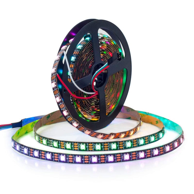 BTF-LIGHTING WS2812B ECO RGB Alloy Wires 5050SMD Individual Addressable 16.4FT 60Pixels/m 300Pixels Flexible Black PCB Full Color LED Pixel Strip Dream Color IP30 Non-Waterproof DIY Projects Only DC5V - Image 1