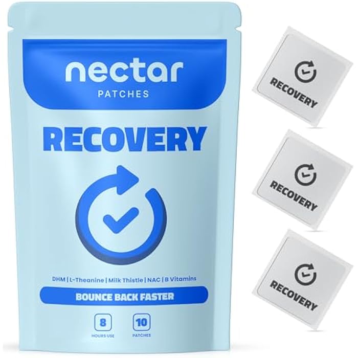 Nectar Patches Nectar Recovery Patches | Replenishment & Hydration Support with L-Theanine & Milk Thistle | Night Out Recovery for Adults, Travel-Friendly Vitamin Patch Kit | Party Kit Supplies | 10 Count - Image 1