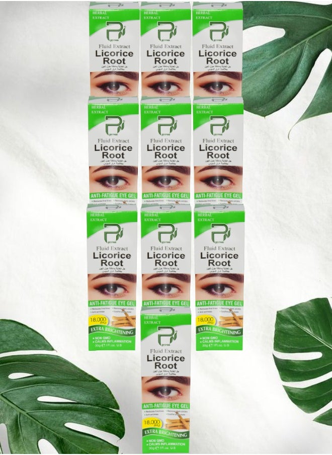 PYRON 10 Pieces Licorice Root Fluid Extract Anti Fatigue Eye Gel Extra Brightening 30g  - Image 1