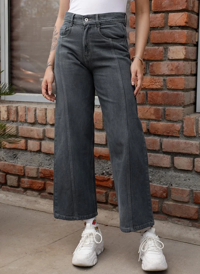 STREET 9 Wide Leg High-Rise Grey Jeans for Women