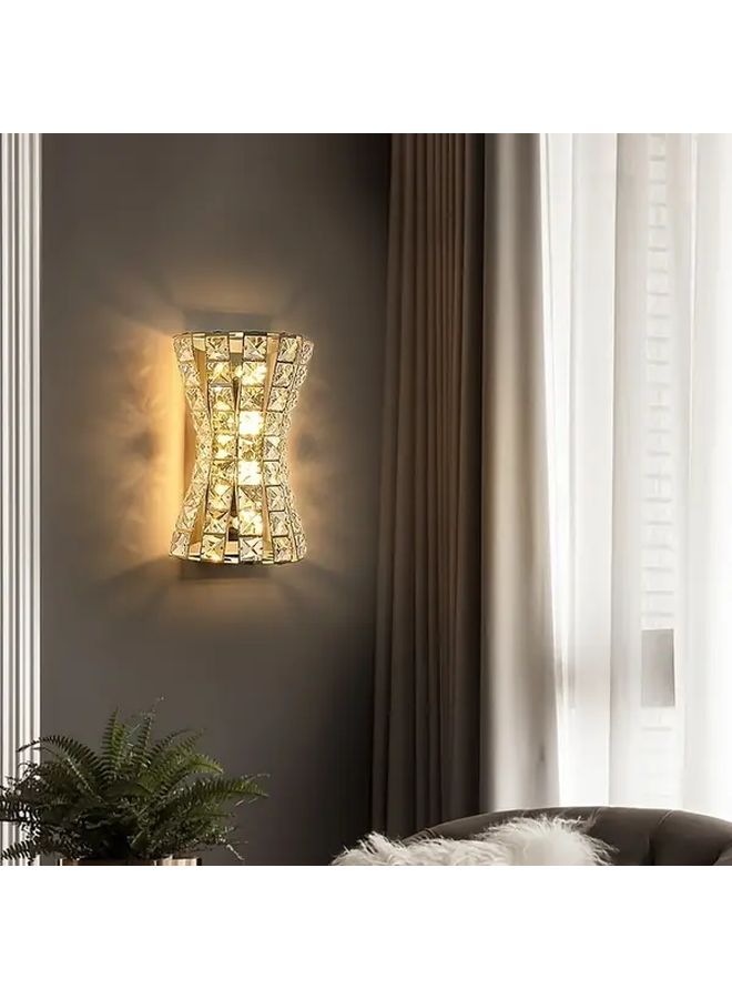 Modern LED Crystal Wall Sconce in Chrome with 3 Color Changing Light Hardwired Dimmable Fixture For Bedroom Dining Room Living Room Or Hallway Warm Ambient Glow Aesthetic Room Decor - Image 1