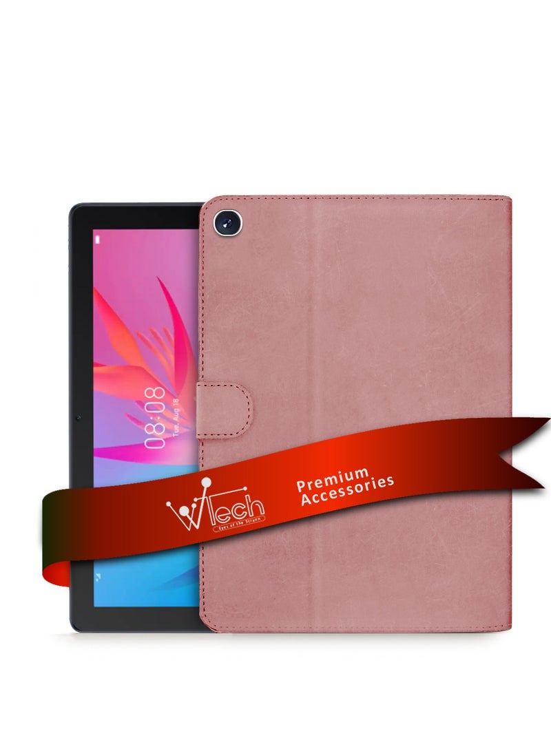 Wtech PU Leather Magnetic Closure Flip Case Cover For Honor Pad X8 / X8 Lite 2022 / Huawei MatePad T 10s / T 10 / T10s (10.1 inch) 2020 (AGS3-L09, AGS3-W09) Rose Gold - Image 1