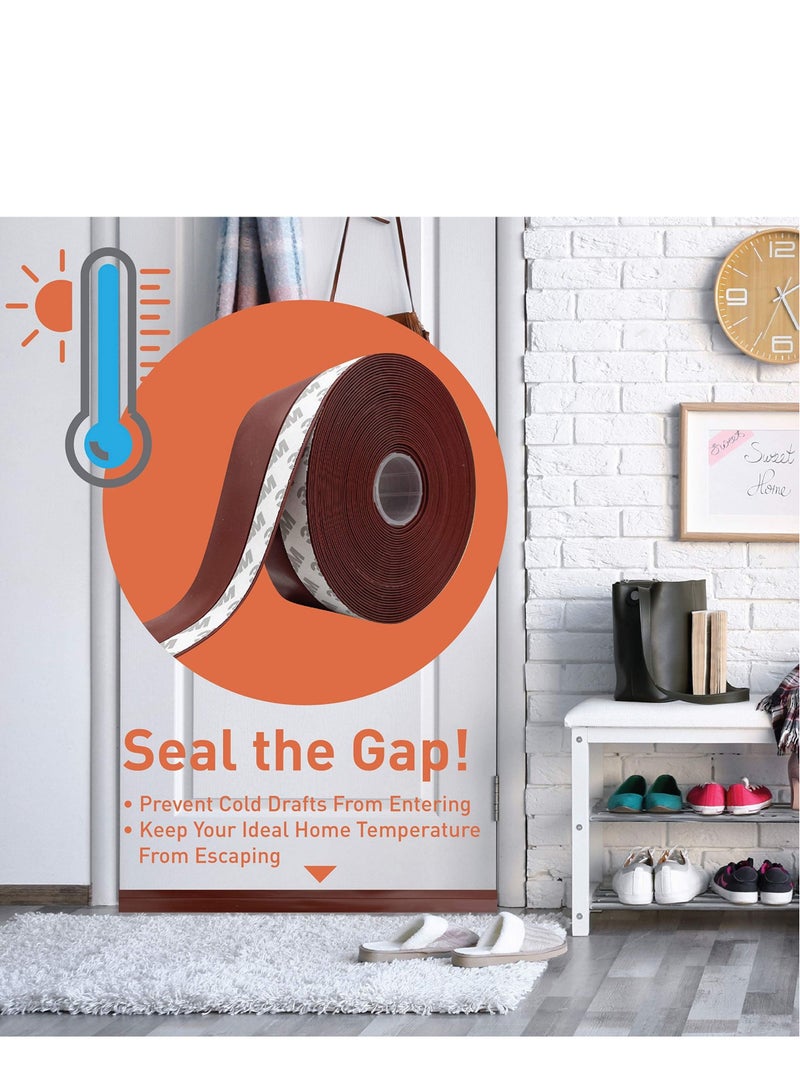 كابتن تيك 33 Feet Door Weather Stripping, Silicone Seal Strip Window Seal Silicone Sealing Tape for Door Draft Stopper Adhesive Tape for Doors Windows and Shower Glass Gaps - 2 Rolls KSA | Riyadh, Jeddah - Image 3