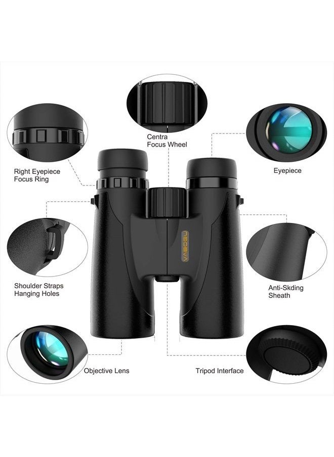 Vabogu 12x42 Binoculars for Adults and Kids BAK4 Prism FMC Lens Low Light Night Vision Binoculars for Birds Watching Hunting Sports Travel Sightseeing Outdoor Activities  - Image 2