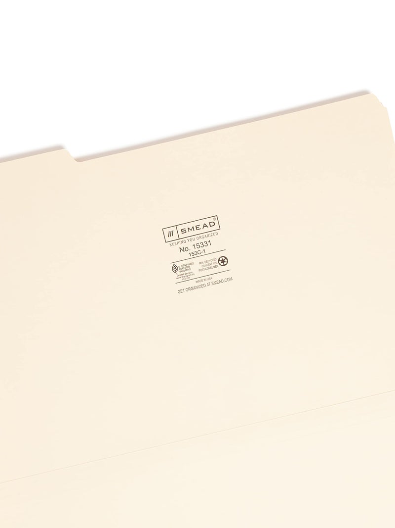 Smead File Folder, 1/3-Cut Tab, Left Position, Legal Size, Manila, 100 per Box (15331) - Image 3