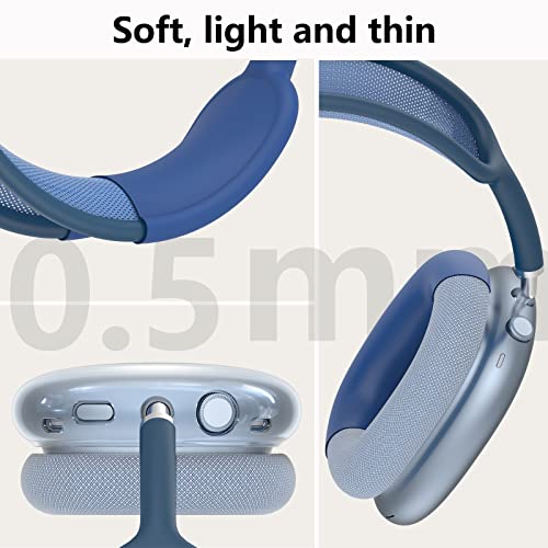 MINDRESY Silicone Case Cover for AirPods Max Headphones, Clear Soft TPU Ear Cups Cover/Ear Pad Case Cover/Headband Cover for AirPods Max (2024/2020), Transparent Accessories for Apple AirPods Max (USB-C), Blue - Image 5