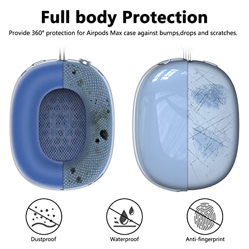 MINDRESY Silicone Case Cover for AirPods Max Headphones, Clear Soft TPU Ear Cups Cover/Ear Pad Case Cover/Headband Cover for AirPods Max (2024/2020), Transparent Accessories for Apple AirPods Max (USB-C), Blue - Image 3