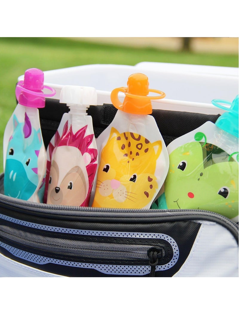 ChooMee Reusable Food Pouches Snakpack 5 Oz Ideal For Baby Food Smoothies And Purees Secure Double Lock Zipper Wide Bottom Bpa Free 4 Ct Fresh Squad 5 Fl Oz Pack Of 4 - Image 3