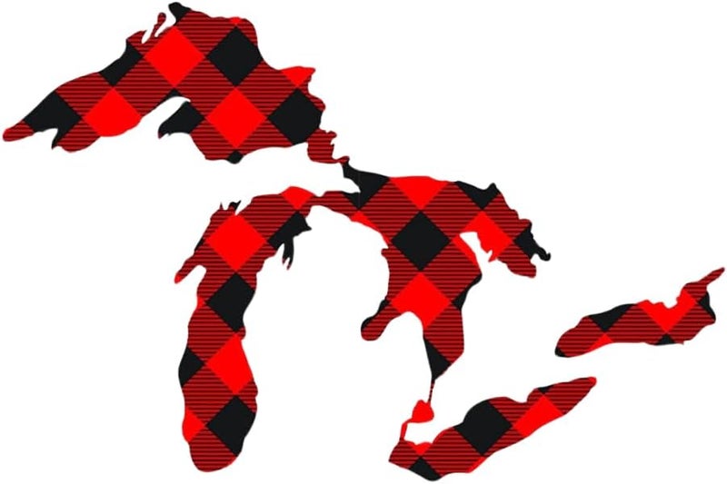 Nudge Printing Great Lakes Sticker Michigan Car Decal Premium Heavy-Duty Waterproof Vinyl for Bumpers, Windows, Laptops, Water Bottles or Coolers (Buffalo Check Red Plaid, 4.75" Wide) - Image 1