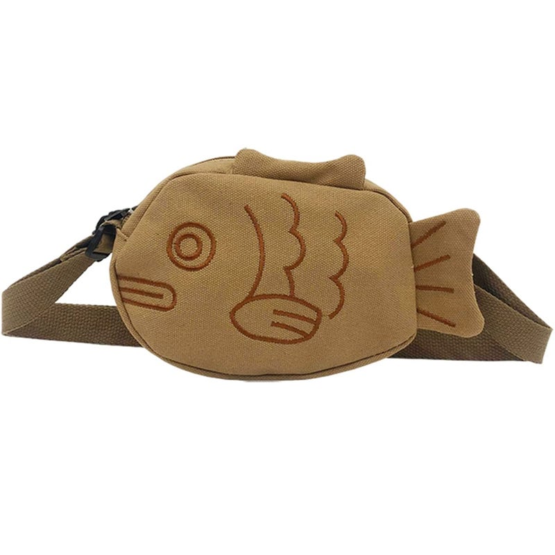 BXCNCKD Cute cartoon fish canvas messenger bag embroidered girl messenger bag - Image 1