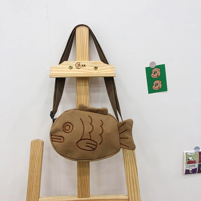 BXCNCKD Cute cartoon fish canvas messenger bag embroidered girl messenger bag - Image 3