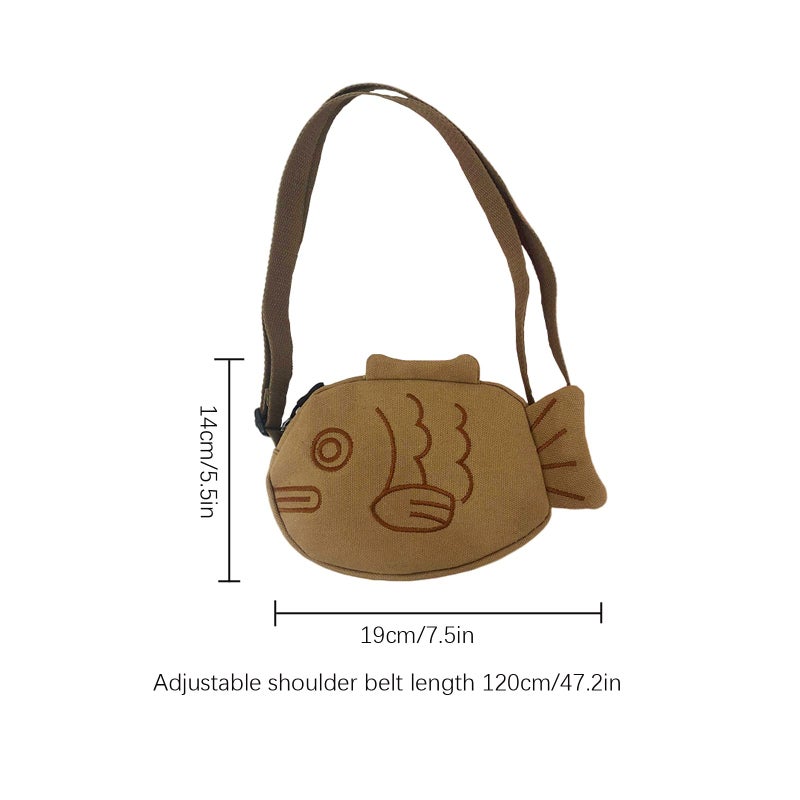 BXCNCKD Cute cartoon fish canvas messenger bag embroidered girl messenger bag - Image 4